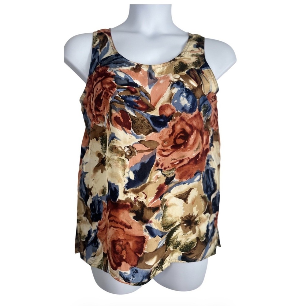 VTG Floral 100% Silk Tank Top by Forenza, Sz: M